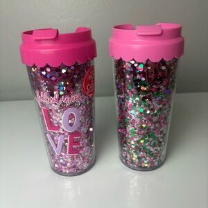 Packed Party bundle of 2 valentine day confetti coffee tumbler cups 16 FL OZ NEW